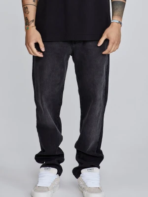 Czarne jeansy męskie tapered washed SikSilk
