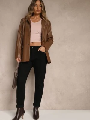 Czarne Jeansy Mom Fit w Klasycznym Stylu Bellaxia