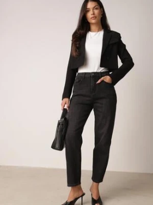 Czarne Jeansy Mom Fit z Wysokim Stanem z Domieszką Wiskozy Aclonna milas91