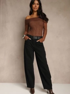 Czarne Jeansy o Kroju Balloon High Waist Zalirune milas91