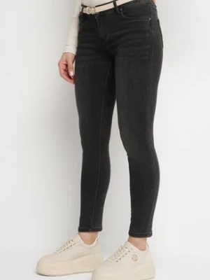Czarne Jeansy o Kroju Skinny z Niskim Stanem Solavina
