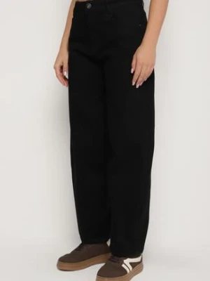 Czarne Jeansy o Kroju Slouchy z Regularnym Stanem Fesinasa