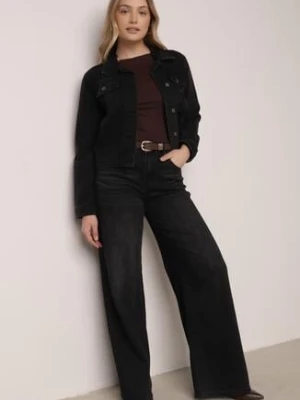 Czarne Jeansy o Szerokim Kroju Palazzo z Bawełną i Wysokim Stanem Zinnalitte