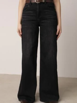 Czarne Jeansy o Szerokim Kroju Palazzo z Bawełną i Wysokim Stanem Zinnalitte hello miss