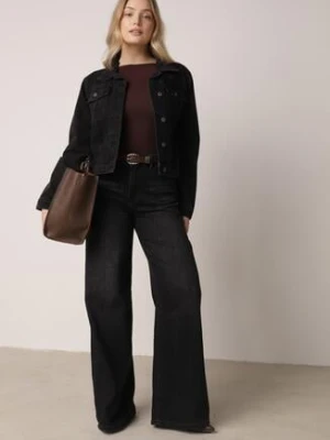 Czarne Jeansy o Szerokim Kroju Palazzo z Bawełną i Wysokim Stanem Zinnalitte hello miss