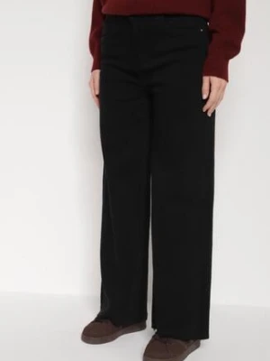 Czarne Jeansy o Szerokim Kroju z Wysokim Stanem Shenarah