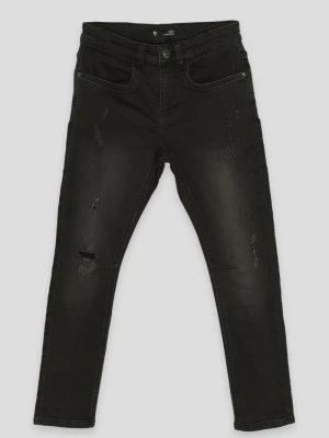 Czarne jeansy z przetarciami Reporter