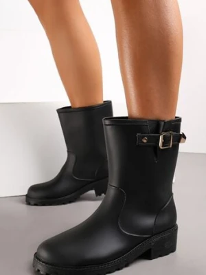 Czarne Kalosze Ozdobione Paskiem i Klamrą Ismini