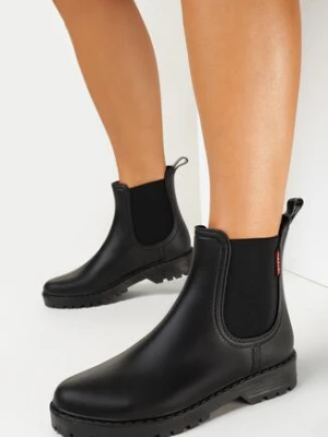 Czarne Kalosze Sztyblety z Elastycznymi Wstawkami Asmo