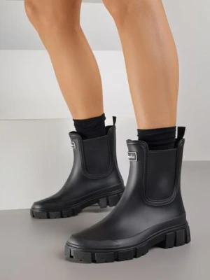 Czarne Kalosze z Elastycznymi Panelami i Detalem z Napisem Delaena