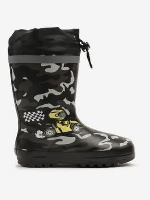 Czarne Kalosze z Motywem Samochodu w Moro Redevine bellamila