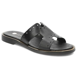 Czarne Klapki Armodo Modne Buty Damskie