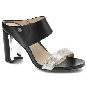 Klapki damskie Carinii, wsuwane na eleganckim obcasie, czarne, B2610_-C63-B77-000-949