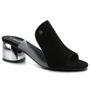 Czarne Klapki Chebello Damskie Eleganckie Buty