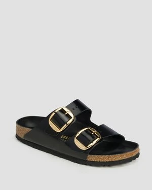 Czarne Klapki Damskie Birkenstock Arizona Natural Leather Patent Narrow
