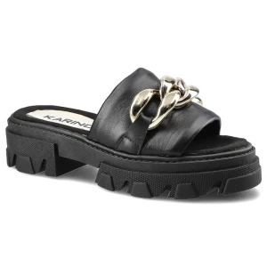 Czarne Klapki Karino Damskie Stylowe Buty