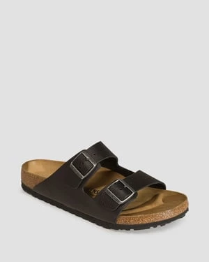 Czarne Klapki Męskie Birkenstock Arizona Grip Natural Leather Regular