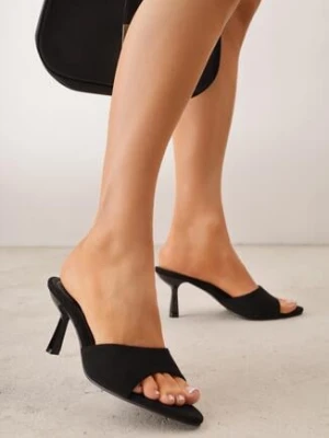 Czarne Klapki na Lakierowanej Szpilce Felesh l.day