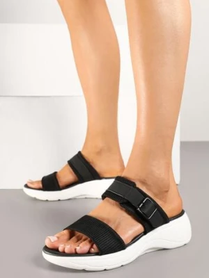 Czarne Klapki na Podeszwie z Pianki z Paskiem z Klamerką Uliatera gogo gogo