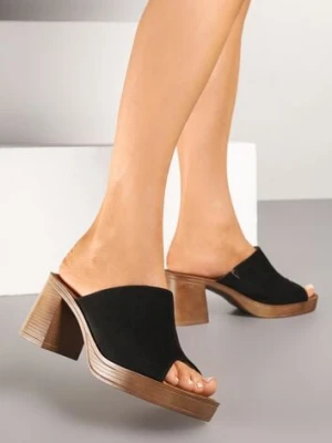 Czarne Klapki na Słupku w Stylu Basic Zorinea