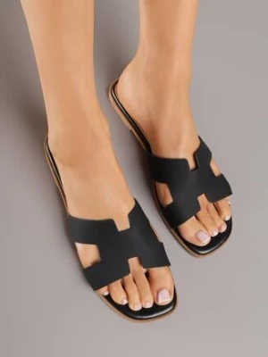 Czarne Klapki Vices z Geometryczną Cholewką Arlemia