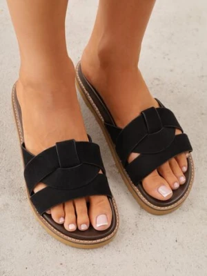 Czarne Klapki VICES z Geometryczną Cholewką Lorazeiros