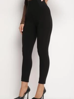Zdjęcie produktu Czarne Klasyczne Bawełniane Legginsy z Wysokim Stanem Evarie