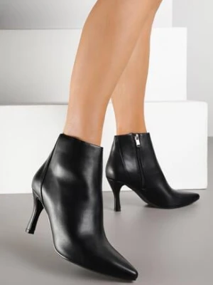 Czarne Klasyczne Botki na Szpilce z Noskiem w Szpic Rileosa ideal