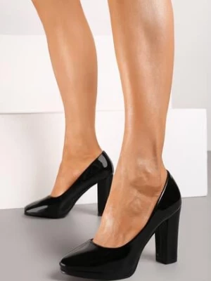 Czarne Klasyczne Czółenka Vices na Obcasie ze Skórzaną Wkładką Ravalitha