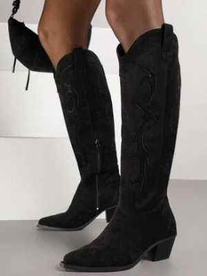 Czarne Klasyczne Kozaki Kowbojki na Stożkowym Obcasie Nalenda marquiiz