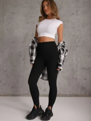 Czarne Klasyczne Legginsy High Waist z Zapiętkami Gavasa alina