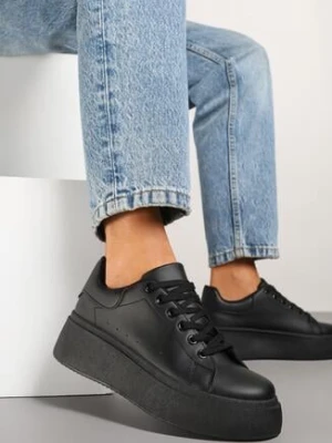 Czarne Klasyczne Sneakersy na Grubej Podeszwie Ardisne via giulia
