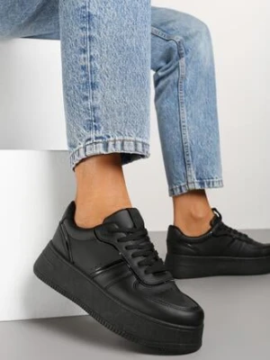 Czarne Klasyczne Sneakersy Vices na Grubej Podeszwie Torira