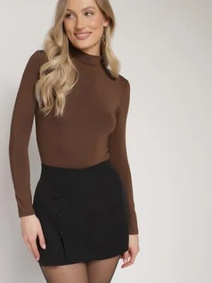 Czarne Klasyczne Spódnico-Szorty z Wysokim Stanem Ozdobione Guzikami Iriss lovery