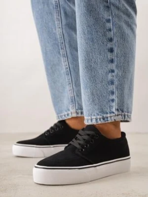 Czarne Klasyczne Tenisówki z Ozdobnym Paskiem przy Podeszwie Ranora seastar