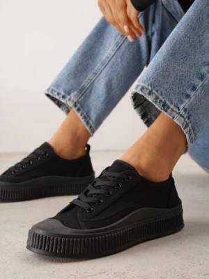 Czarne Klasyczne Trampki na Żłobionej Podeszwie Levanatia ballada