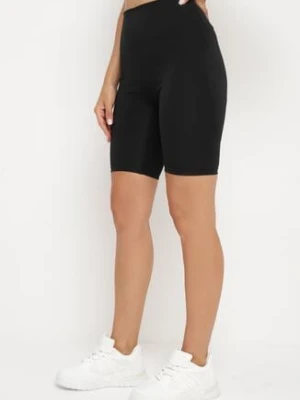 Czarne Kolarki Szorty z Wysokim Stanem i Szeroką Gumką w Pasie Nansileene j.style