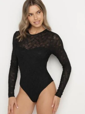 Czarne Koronkowe Body z Długim Rękawem Esaressa bisou's project