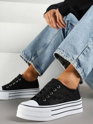 Czarne Koronkowe Trampki Vices na Podwójnej Podeszwie Telosira ballada