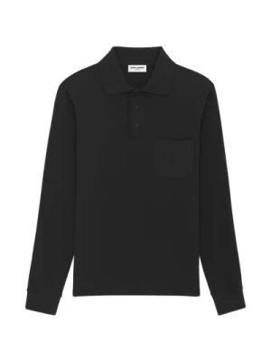 Czarne koszulki i pola z kieszenią Saint Laurent