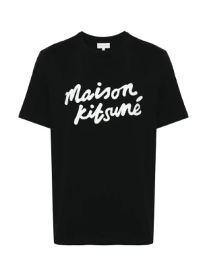 Czarne Koszulki i Pola z Logo Maison Kitsuné
