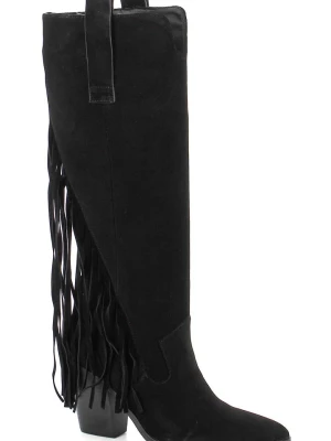 Czarne kowbojki z frędzlami CARINII B10402-089-000-000-000