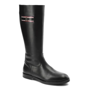 Zdjęcie produktu Czarne Kozaki Damskie Tommy Hilfiger Eleganckie Skórzane Buty