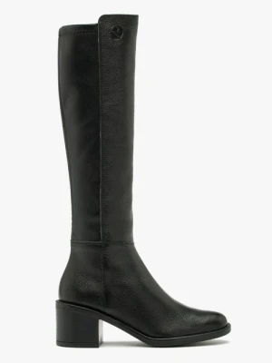 Czarne kozaki damskie z wąską cholewką Ryłko