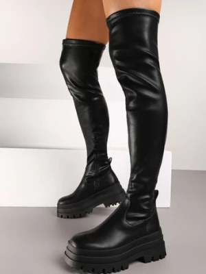 Zdjęcie produktu Czarne Kozaki Muszkieterki na Platformie Sezira