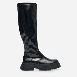 Czarne kozaki na grubej podeszwie House