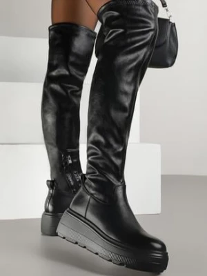 Czarne Kozaki na Grubej Podeszwie w Stylu Cyber Anendria ballada