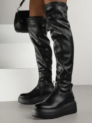 Czarne Kozaki na Grubej Podeszwie w Stylu Cyber Anendria ballada