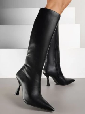 Czarne Kozaki na Obcasie Typu Szpilka ze Szpiczastym Noskiem Lanirre ideal