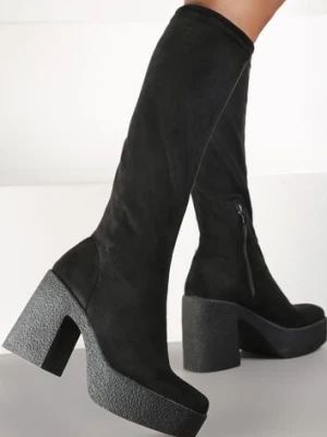 Czarne Kozaki na Platformie i Słupku Muzhgan